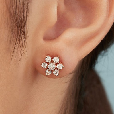 Rose Gold Floral Studs Earrings