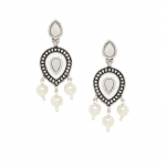 Silver-Toned Teardrop Shaped Drop Earrings